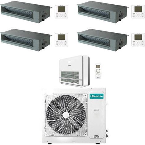 Climatizzatore Condizionatore Hisense Canalizzato + Console R32 Penta Split Inverter 9000 + 9000 + 9000 + 9000 + 12000 BTU con U.E. 5AMW125U4RTA NOVITÁ Classe A++/A+