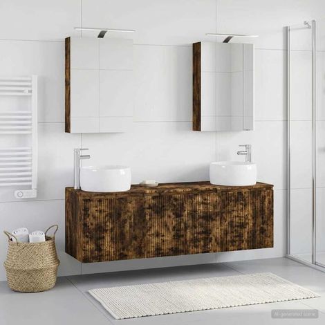 vidaXL Bathroom Cabinet Set 5 pcs Smoked Oak Engineered Wood (1/5)