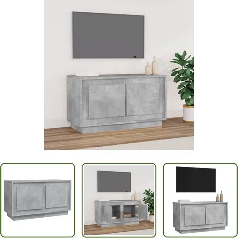 Meuble de salon -  Meuble TV gris béton 80x35x45 cm bois d'ingénierie (1/5)