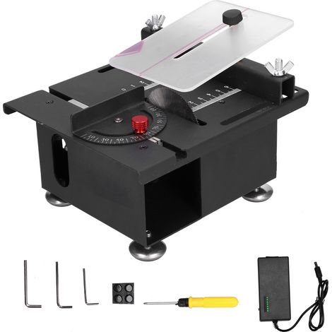 [JAMAIS UTILISÉ]Scie circulaire de table Mini 100W à rail coulissant réglable pour le travail du bois (1/5)