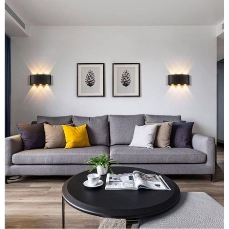 Applique murale d'intérieur LED moderne, blanc chaud, 6 W, coque noire, IP65, étanche, en aluminium (1/3)