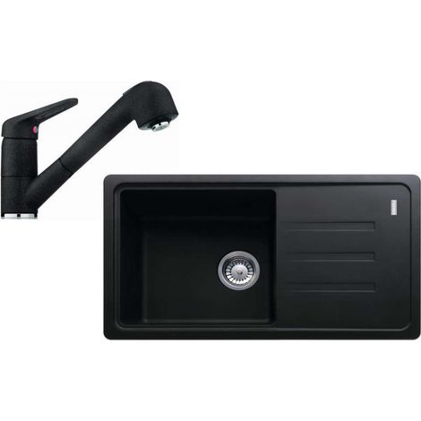 Franke Sets - Küchenset G122, Fragranit Spülbecken BSG 611-78/39, onyx + Küchenarmatur FC 9547.071, chrom / onyx 114.0441.181