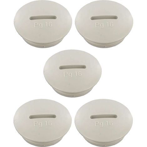 5x Bouchon obturateur vis de blocage pour presse étoupe en plastique gris clair filetage PG Fermeture Câbles Fils Etanchéité Protection Bouton, PG 16 (1/3)