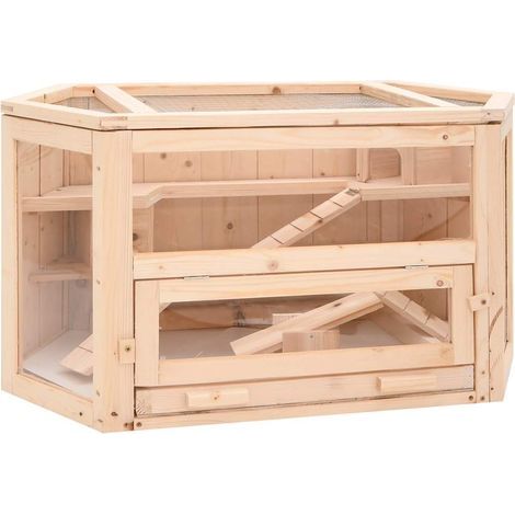 Hamsterkäfig 80x40x43 cm Massivholz Tanne (1/5)
