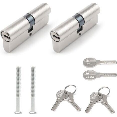 2 Pack Door Lock Cylinder, 70mm Double Opening, with 6 Keys and Screws, Lock Cylinder with Knob, Alloy Cylinder for Door Locks (1/5)