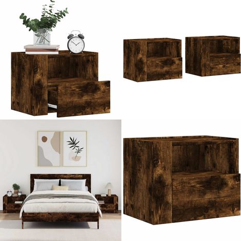 Wand-Nachttische 2 Stk. Räuchereiche 45x30x35 cm - Wand-Nachttisch - Holzwerkstoff Möbel - Nachtschränkchen - Wohnraum Einrichtung - Schlafzimmer Dekoration - Home & Living (1/5)
