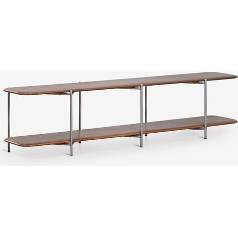 Meuble TV 180x40 cm en bois de manguier et acier inoxydable Vimara SKLUM