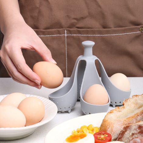 Cuiseur à œufs en silicone alimentaire, support et moule pour cuisson des œufs, lot de 4 pièces (1/3)