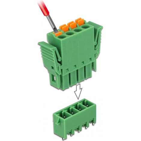 Delock Bloque de terminales fijado para PCB 4 pin 3,81 mm paso vertical