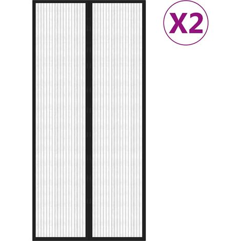 Maison Exclusive - Rideaux de porte anti-insectes 2 pcs et aimants noir 220x110 cm (1/5)