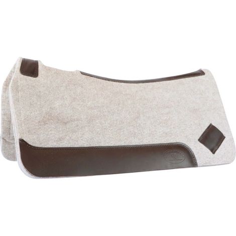 Grigio - Sottosella per monta americana modello Croco in feltro con inserti in pelle e fascia in cuoio porta coltello