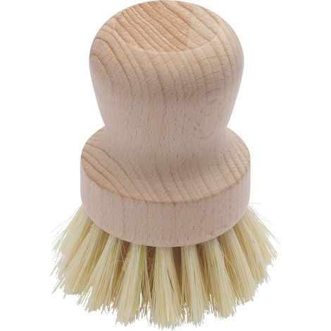 Brosse Vaisselle et Légumes en Bois Format Boule pour Une Prise Facilitée dans la Paume de la Main (1/4)