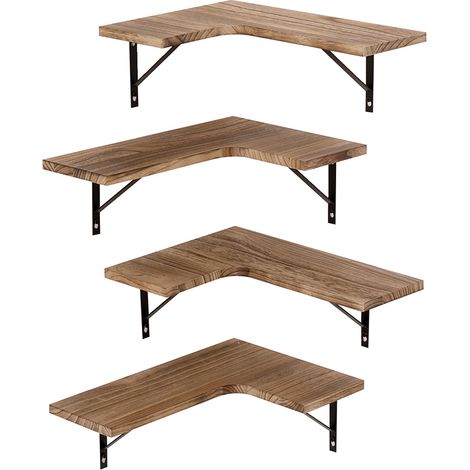 Levede 4PC Corner Floating Shelves Wall L-Shaped Storage Wooden Display Shelf