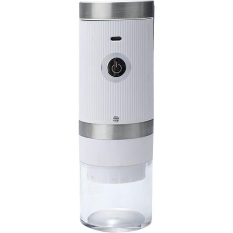 Moulin à café électrique portable en acier inoxydable avec chargement USB pour haricots, épices, herbes aromatiques, utilisation de bureau compacte, 20,3 cm (blanc) (1/5)