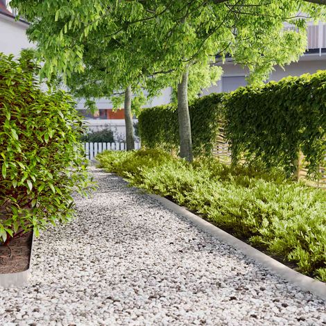 Bordure de Pelouse pour Jardin en Acier Inoxydable Argenté 103 x 10 cm Lot de 50 - PANGIVO (1/5)