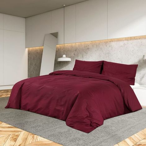 Parure de lit, bordeaux, 200x200 cm, microfibre légère (1/5)