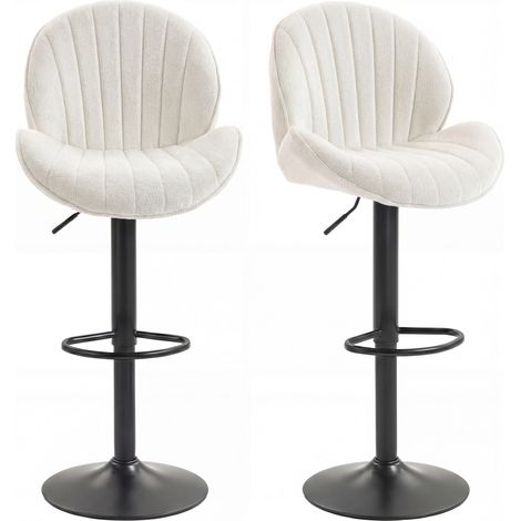 HOMCOM Modern Bar Stools Set of 2, Swivel Counter Height Barstools, Cream