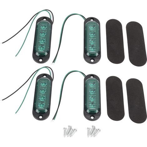 Luci laterali per camion, 4 luci di posizione laterali a LED ad alta luminosità per camion, luci di posizione laterali per rimorchi, luci stroboscopiche per camion (verdi). (1/5)
