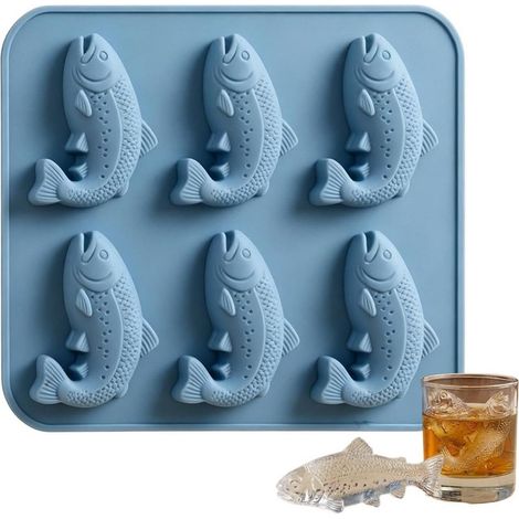 À Glaçons En Silicone Moule Six Cavités Motif Poisson (1/5)