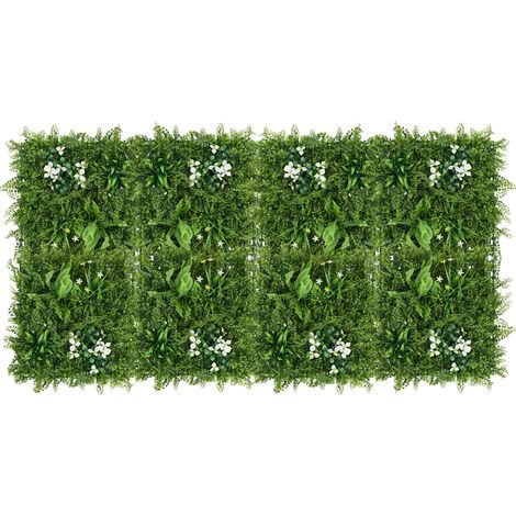 Panneaux Muraux en Herbe Artificielle, Utilisation Intérieure et Extérieure, Entretien Facile, 8pcs, 50x50 cm-b (1/2)