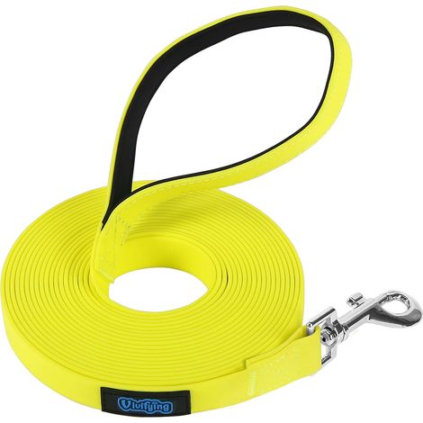 Laisse de Dressage pour Chien, 6 m, étanche, Solide, Longue Ligne, Boucle rotative à 360°, Longue Laisse avec poignée rembourrée pour Chiens de Petite, Moyenne et Grande Taille (Jaune) (1/5)