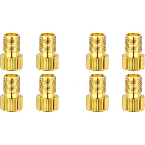 Lntyq Lot de 8 Embout Pompe Velo, Embout de Gonflage, Adaptateurs pour Valve de Vélo Presta vers Schrader, en Laiton
