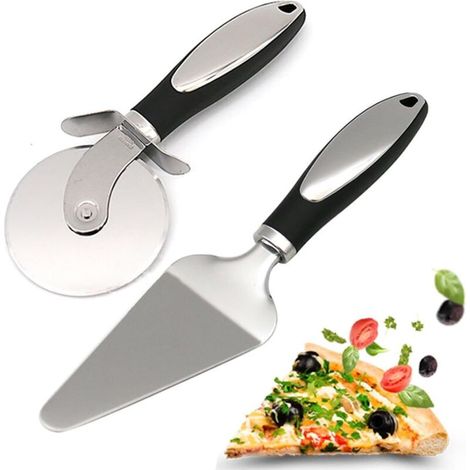 Coupe à pizza, spatule à pizza. Set de 2 couteaux à pizza en acier inoxydable 304, spatule à pizza. Pelle à pizza super tranchante. Résistant au lave-vaisselle (1/4)