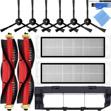 Kit d'accessoires pour Roborock S5 S6 S50 E25 E20 E35 Aspirateurs Robots 2 brosses principales 6 brosses latérales 2 filtres Hepa 1 Couvercle Principal Lavable Pièces de Rechange (Lot de 11) (1/5)