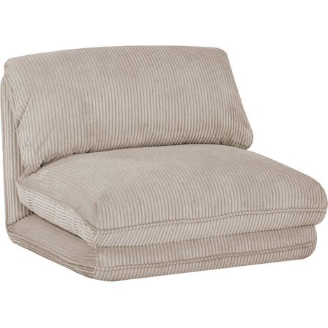 sweeek - Sessel mit Schlaffunktion und breit geripptem Cordbezug , Cord, Greige