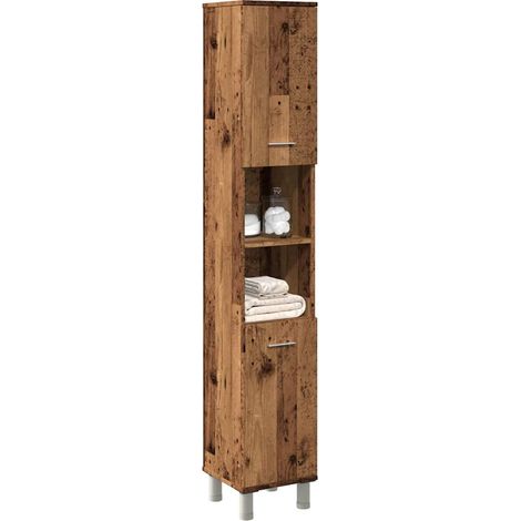 Badschrank Altholz-Optik 30x30x179 cm Holzwerkstoff