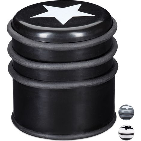 10 x Türstopper für den Boden, Türpuffer für Fenster & schwere Türen, groß & mit Stern, 8 cm hoch, schwarz