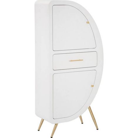 Mobiletto 2 Ante Venus Moderno in Legno Bianco e Oro con Cassetto - Ispirazione Anni '70 - Modern Style 1428100000 (1/5)