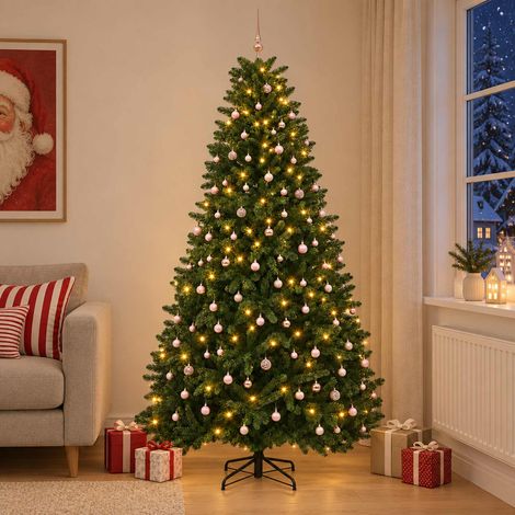 vidaXL Árbol de Navidad artificial verde medio con bolas 270 cm (1/5)