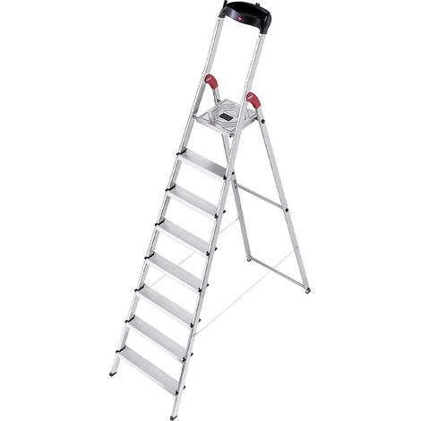 Scaletto Alluminio a Forbice 8 Gradini L60 HAILO - Altezza 233 cm (1/5)