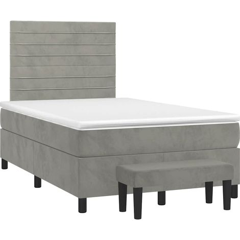 Maison Exclusive - Giroletto a Molle con Materasso Grigio Chiaro 120x190cm Velluto (1/5)