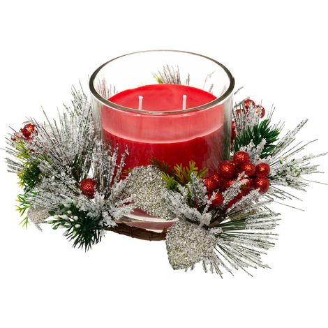 Box mit Tafelaufsatzkerze gm mit Blatt 270g -
