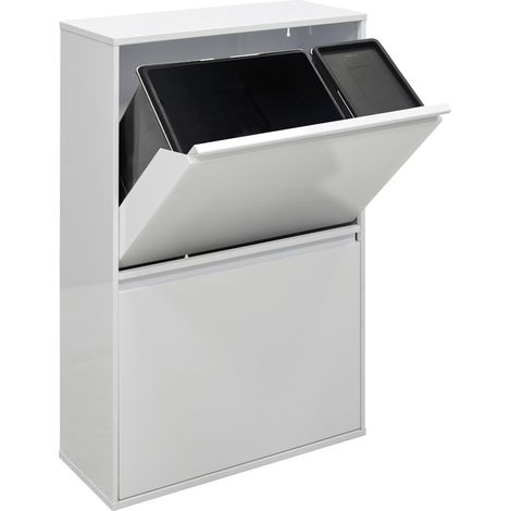 Arregui Basic CR601-B2 Pattumiera per Raccolta Differenziata 4 Secchi Mobile d'Acciao per Differenziata 23+11+17+17 L (68 L) con Secchio da 23 L per la Plastica bianco (1/5)