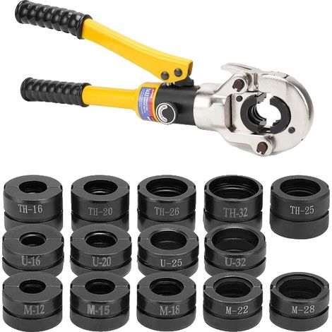 Pince à sertir hydraulique, compatible avec Pex / Inox / Cuivre, 15,75 pouces, noir / jaune, TH et U et M (1/2)