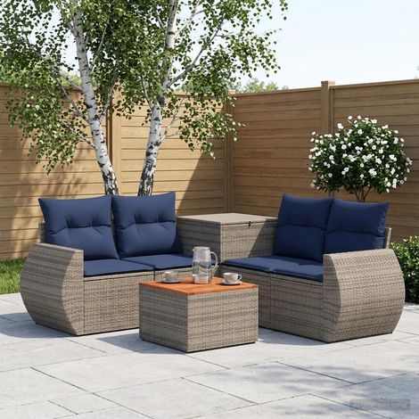 vidaXL Set di divani 6 pz Grigio e Blu Navy 55 x 55 x 37 cm (1/5)