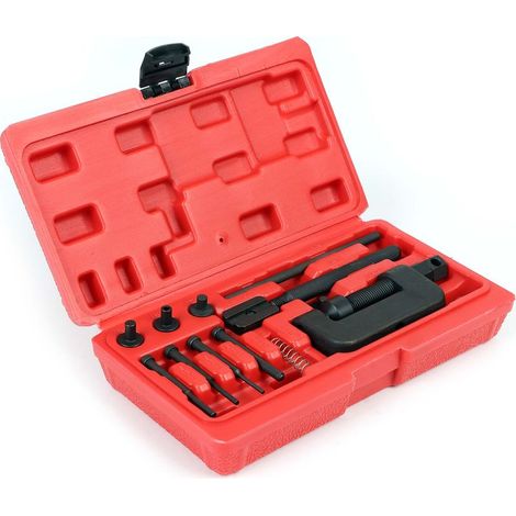Rive Dérive chaîne - outil de Rivetage - dans un coffret - avec 3 Pointes de séparation et nombreux accessoires - Séparateur disjoncteur pour chaîne moto et chaînes de distribution 420-630 (1/5)