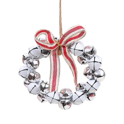 Cloche de Noël en métal à suspendre, petite couronne de Noël, 13 x 20 cm. (1/5)