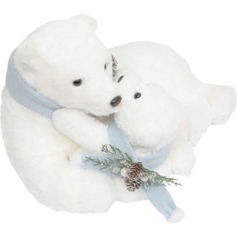 Déco Noël Ours blanc et son bébé avec écharpe bleue L 50 cm - Feeric Christmas (1/3)