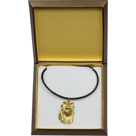 Yorkshire Terrier, York, York, Yorkie III - collana per cani in confezione regalo, ciondolo placcato oro per un amante dei cani, gioiello di grande effetto di Art-Dog (1/5)