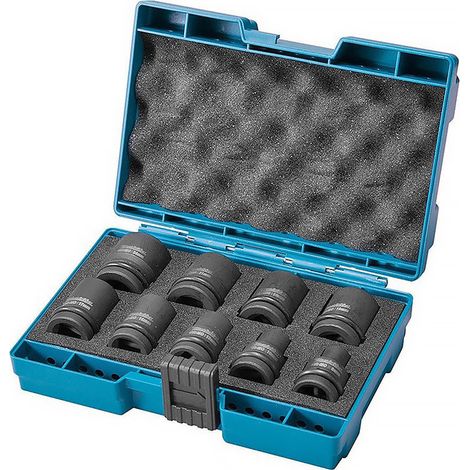 Makita – Coffret de 9 douilles 1/2'' pour boulonneuse à chocs – Largeur 12mm – Pour visserie professionnelle – B66232 (1/10)