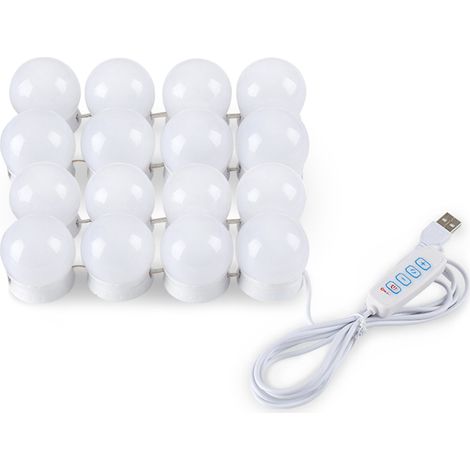 LED-Lampe für Kosmetikspiegel, dimmbar, 3 Farbtemperaturen, 10 Helligkeitsstufen, Zusatzbeleuchtung, USB-Anschluss, sofort einsatzbereit.