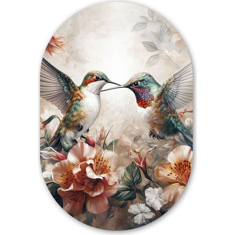 CERCHIO DA PARETE Colibrì - Uccelli - Fiori - Natura 40x60 cm (1/3)