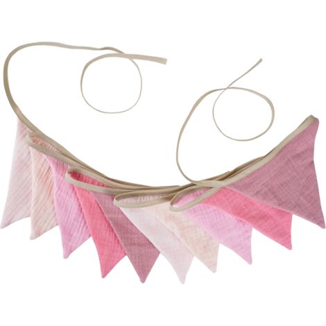 Guirlande de fanions en tissu, 10 fanions triangulaires double face rose pastel vintage, pour chambre d'enfant, jardin, décoration de chambre de bébé, 2,6 m (1/5)