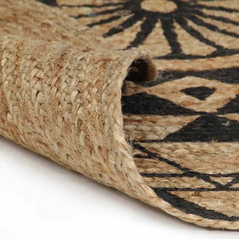 Maison Exclusive - Tappeto Lavorato a Mano in Juta con Stampa Nera 150 cm (1/5)