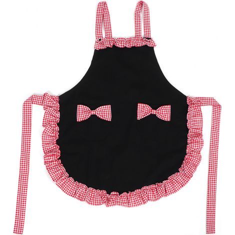 Tablier à noeud papillon multifonctionnel imperméable à l'huile et à l'eau, anti-tâches pour cuisine, noir + rose (1/5)