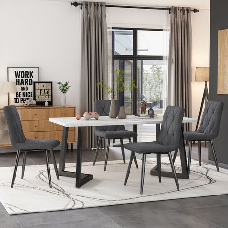 Esstisch Set mit 4 Stühlen 117x68 cm MDF Metall OKMYHOME (1/5)